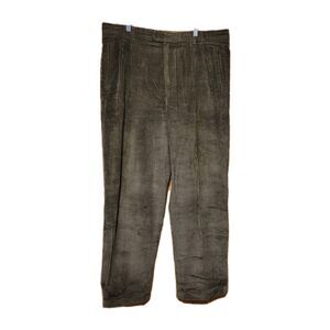 Zanella Men's Andy Dress Pants A Muted Olive- Brown Corduroy Pleated Front 40X30